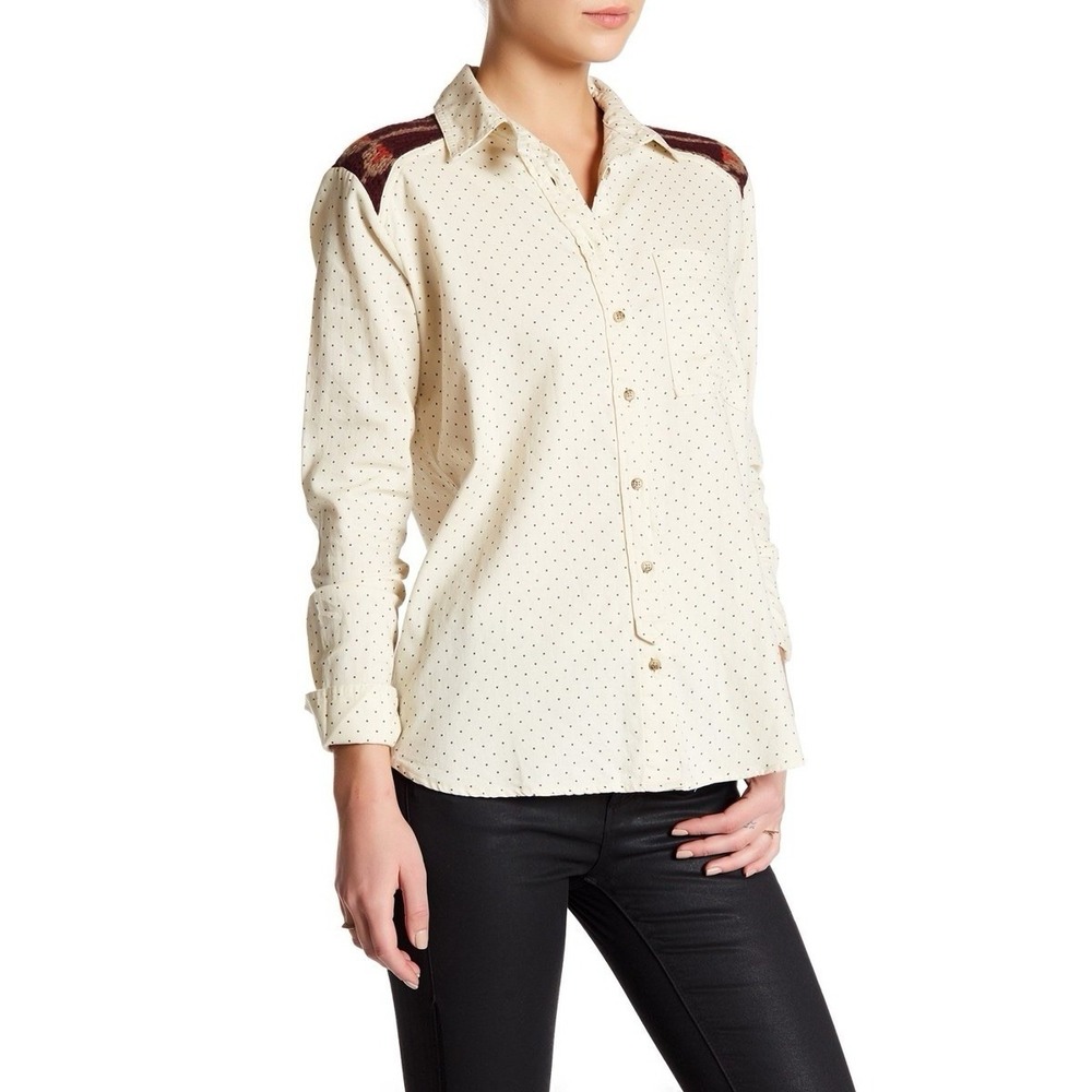 FREE PEOPLE Women's Sage Button Wool‎ Blend Shirt Size S - Ivory